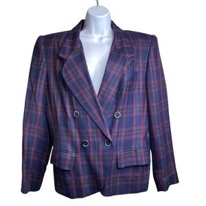 VTG 80s Stirling Cooper Purple Plaid Blazer UK 12 / US 8 Power Jacket Collectors